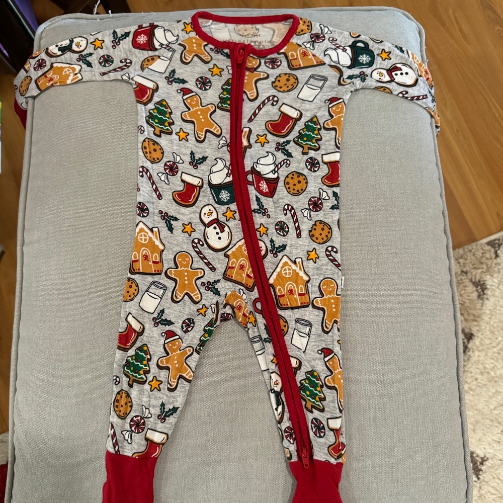 HTF Gray Cookie Christmas Little Sleepies Zippy 3-6mo